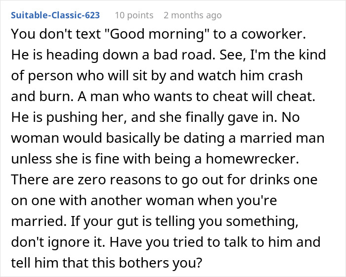 Alt text: Woman uncovers truth after husband’s late-night drinks with coworker, revealing suspicion and relationship challenges. Alt text: Woman uncovers truth after husband’s late-night drinks with coworker, revealing suspicion and relationship challenges.