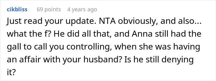 Comment discussing a husband, his female best friend, and the birth of his child. Comment discussing a husband, his female best friend, and the birth of his child.