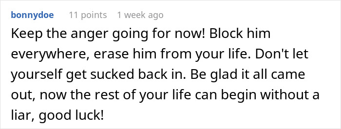 Comment advising to block and erase someone from life after a breakup. Comment advising to block and erase someone from life after a breakup.