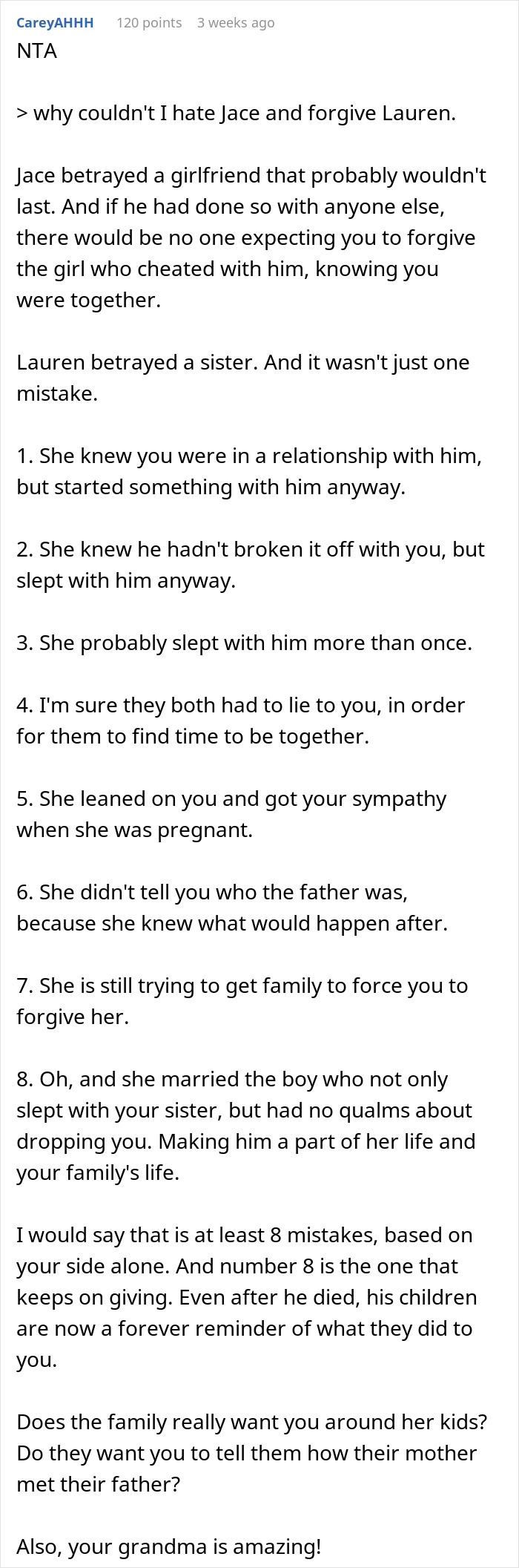 Text exchange discussing refusal to rekindle relationship with sister after past romantic conflict. Text exchange discussing refusal to rekindle relationship with sister after past romantic conflict.