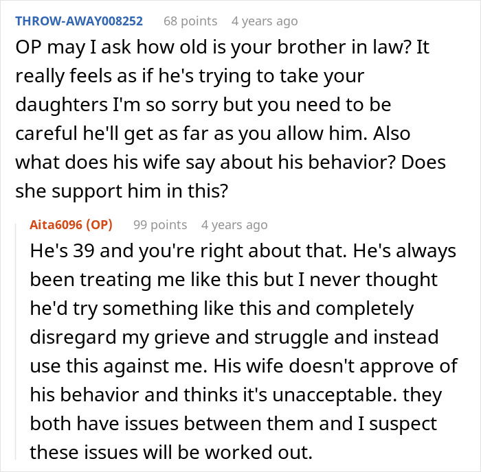 Reddit conversation about a woman being accused of spite by brother-in-law who reports her to CPS. Reddit conversation about a woman being accused of spite by brother-in-law who reports her to CPS.
