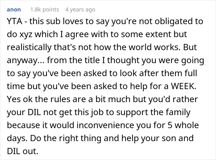 “[Am I The Jerk] For Refusing To Babysit My Grandchildren And Potentially Costing DIL A Job?”