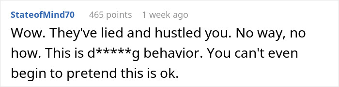 Comment criticizing rent money situation deception, discussing the deceitful behavior. Comment criticizing rent money situation deception, discussing the deceitful behavior.