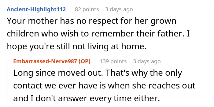 Reddit conversation about a mom demanding kids like their stepdad, leading to family conflict and reduced contact. Reddit conversation about a mom demanding kids like their stepdad, leading to family conflict and reduced contact.