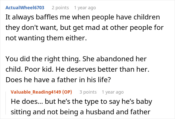 Reddit comments discuss babysitting miscommunication involving in-laws, mentioning abandonment and father responsibility. Reddit comments discuss babysitting miscommunication involving in-laws, mentioning abandonment and father responsibility.