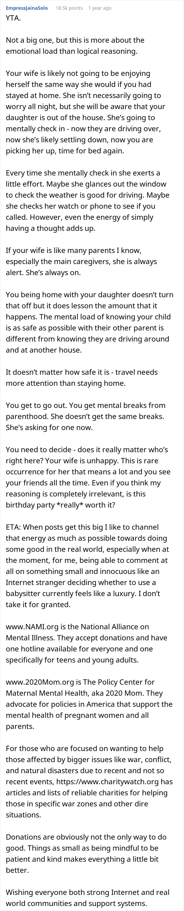 Man Refuses To Watch Daughter On Wife’s Night Out: “A Form Of Punishment” Man Refuses To Watch Daughter On Wife’s Night Out: “A Form Of Punishment”