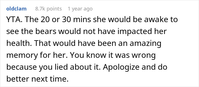 Comment discussing the impact on a girl with leukemia missing the chance to see bears, emphasizing apology and emotional effect. Comment discussing the impact on a girl with leukemia missing the chance to see bears, emphasizing apology and emotional effect.