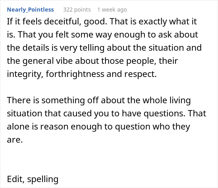 Text post discussing deceit and questioning integrity in a living situation. Text post discussing deceit and questioning integrity in a living situation.