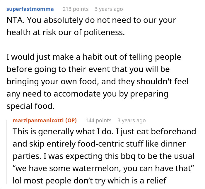 Reddit comments about gluten-free meal refusal and bringing personal food to events. Reddit comments about gluten-free meal refusal and bringing personal food to events.