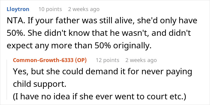 Reddit users discussing inheritance and share allocation of a parent's apartment. Reddit users discussing inheritance and share allocation of a parent's apartment.