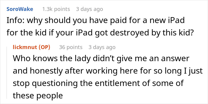 Reddit thread discussing entitled mom, broken iPad incident at bowling alley. Reddit thread discussing entitled mom, broken iPad incident at bowling alley.