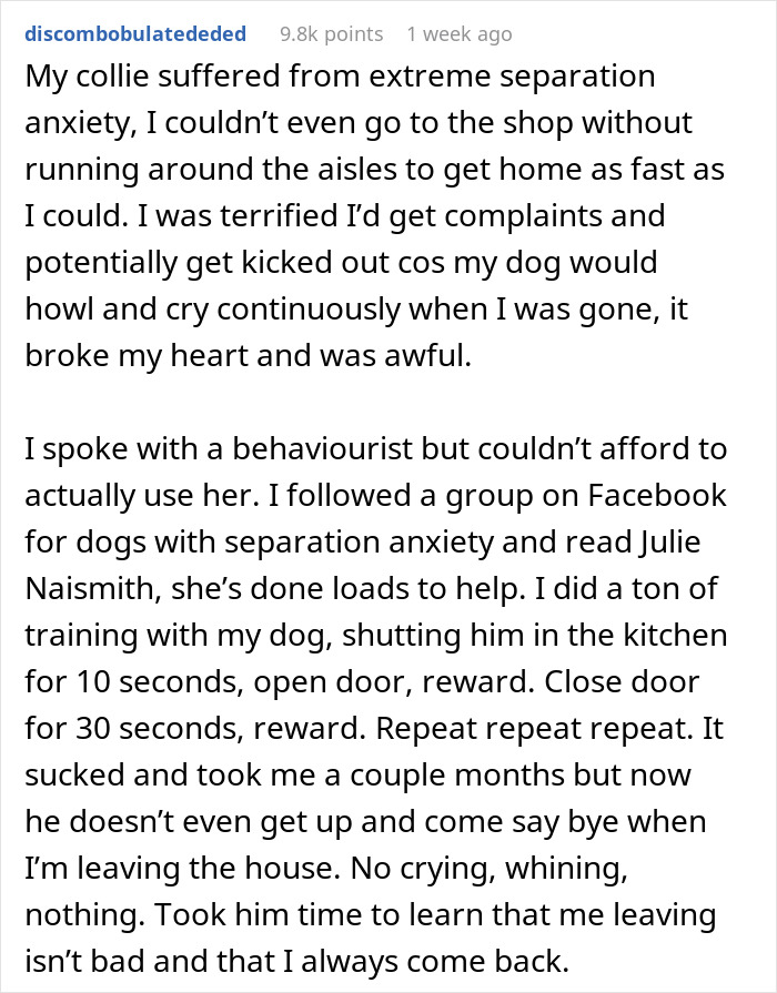 Story about spouses arguing over their adopted dog's separation anxiety and training challenges. Story about spouses arguing over their adopted dog's separation anxiety and training challenges.
