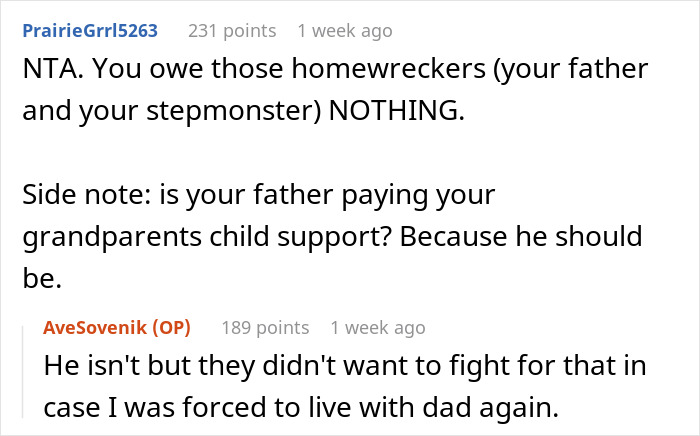 Reddit comments discuss a stepmom's affair and its fallout years later, touching on child support issues. Reddit comments discuss a stepmom's affair and its fallout years later, touching on child support issues.