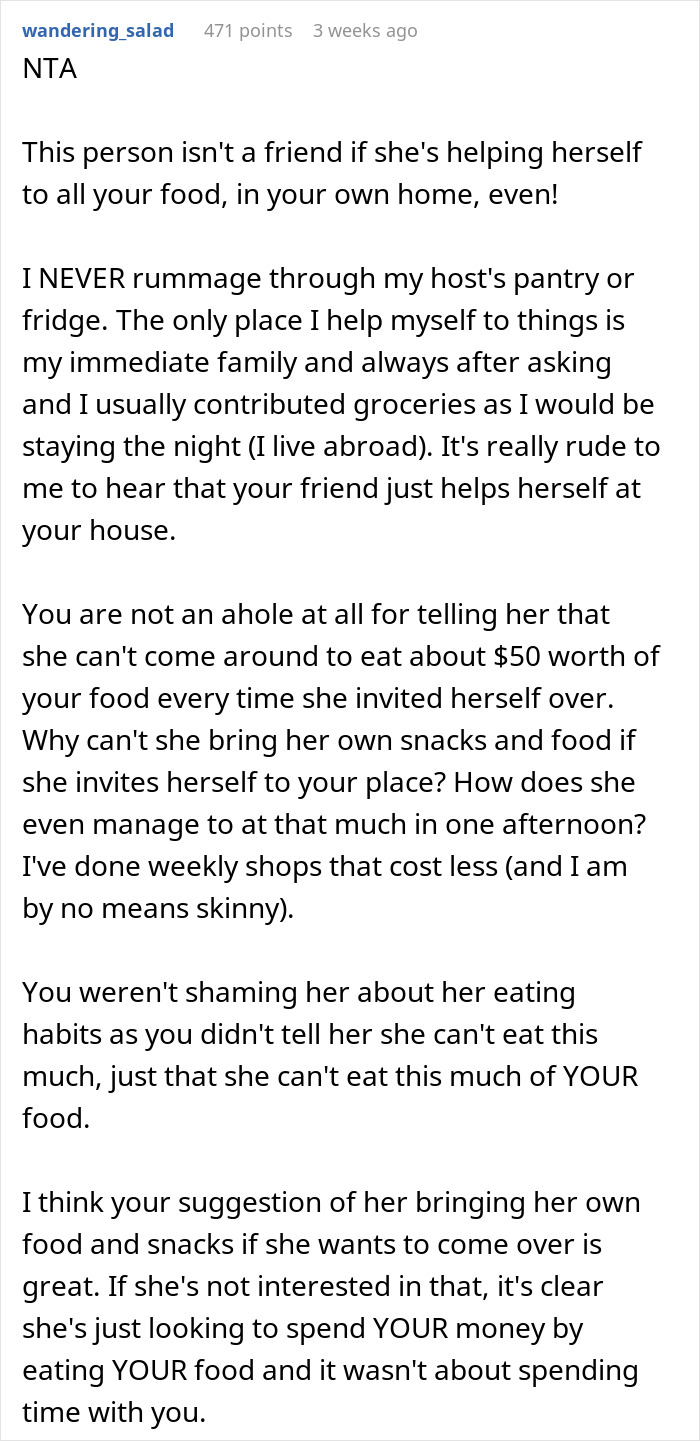 Text conversation about confronting a friend eating $60 worth of groceries regularly. Text conversation about confronting a friend eating $60 worth of groceries regularly.