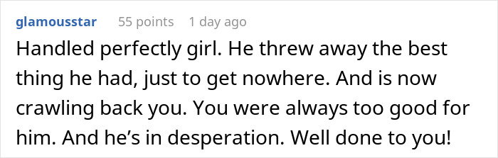 Text response to a woman handling breakup, ex returns after being rejected elsewhere. Text response to a woman handling breakup, ex returns after being rejected elsewhere.