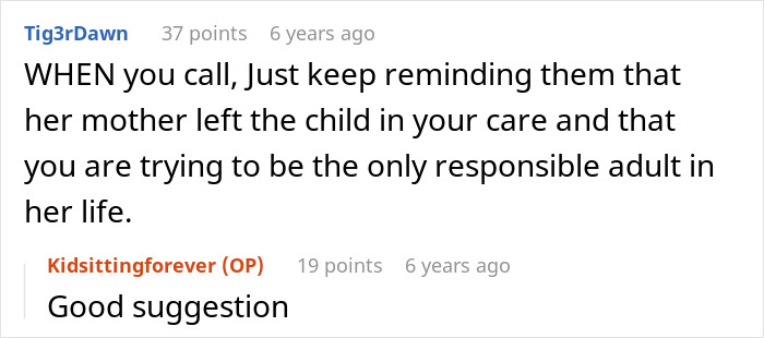 Discussion on babysitting after child's mother disappears, user suggests reminding authorities of responsibility. Discussion on babysitting after child's mother disappears, user suggests reminding authorities of responsibility.