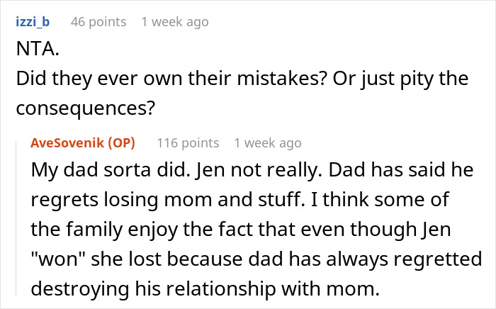 Reddit comments discussing stepmom, affair, and karma consequences. Reddit comments discussing stepmom, affair, and karma consequences.