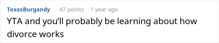 Comment criticizing for overcharging stepdaughter rent. Comment criticizing for overcharging stepdaughter rent.