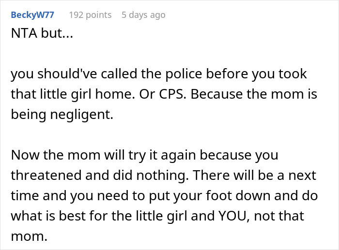 Text from an online forum discussing a mom assuming another mom will babysit her daughter. Text from an online forum discussing a mom assuming another mom will babysit her daughter.