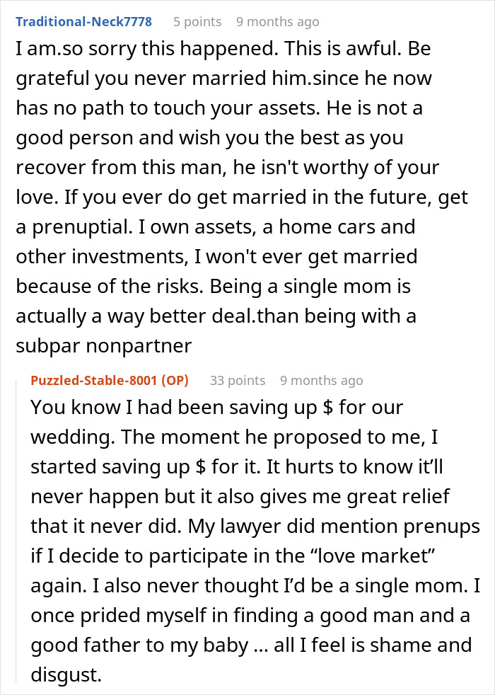 Reddit users discuss a fiancée exposing her partner of 10 years after a betrayal post-birth. Reddit users discuss a fiancée exposing her partner of 10 years after a betrayal post-birth.