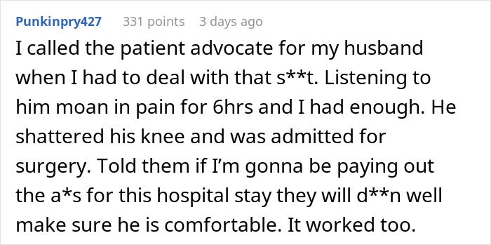A frustrated wife complains about her husband's ignored suffering, expressing anger at the lackadaisical doctor. A frustrated wife complains about her husband's ignored suffering, expressing anger at the lackadaisical doctor.