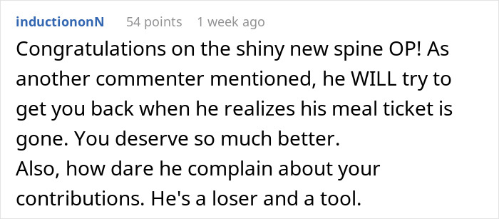 Comment discussing a guy claiming he's in pain to avoid chores with his girlfriend, implying he's insincere. Comment discussing a guy claiming he's in pain to avoid chores with his girlfriend, implying he's insincere.