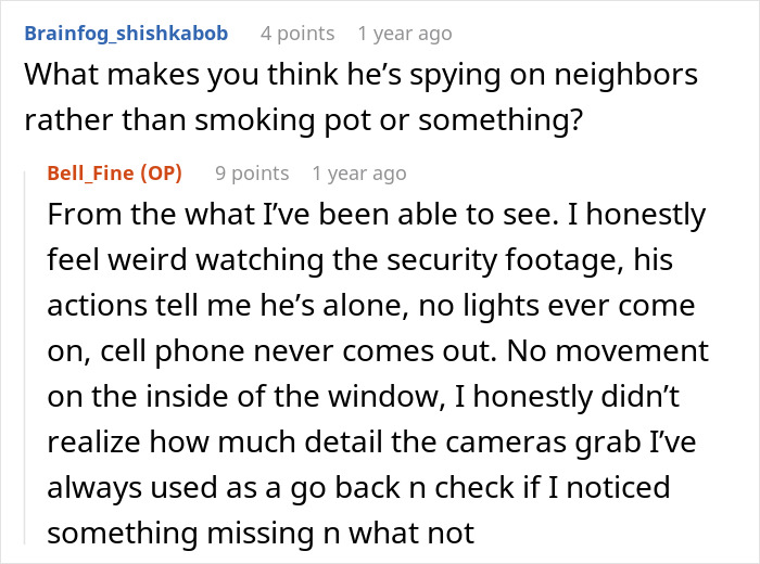 Comments discussing teen son caught creeping in neighbor’s yard at night, with concerns about his behavior on security footage. Comments discussing teen son caught creeping in neighbor’s yard at night, with concerns about his behavior on security footage.