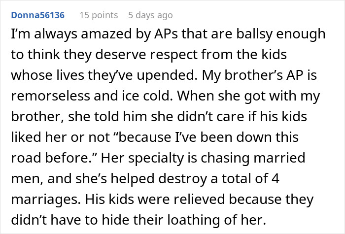 Comment discussing a woman acting as a second mom to her fiancé’s daughter, receiving a cold reception. Comment discussing a woman acting as a second mom to her fiancé’s daughter, receiving a cold reception.