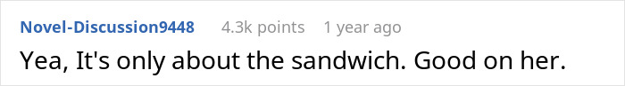 Reddit comment about fiancée reconsidering relationship over a sandwich.