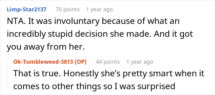 Reddit comments discussing a breakup before Valentine’s, featuring opinions on decisions and intelligence. Reddit comments discussing a breakup before Valentine’s, featuring opinions on decisions and intelligence.
