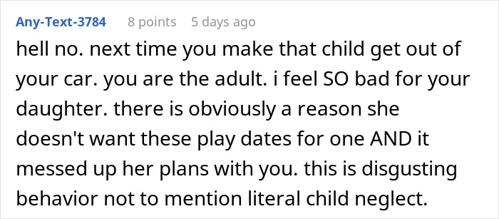 Text response criticizing assumed babysitting responsibilities after play dates. Text response criticizing assumed babysitting responsibilities after play dates.