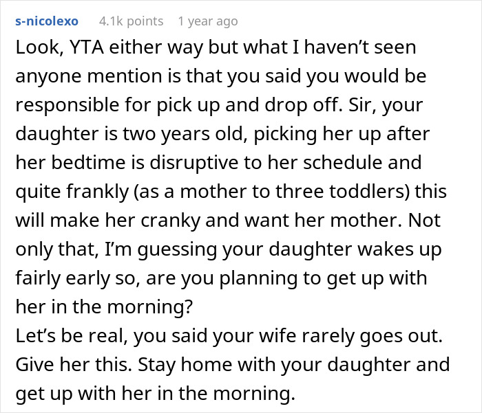 Man Refuses To Watch Daughter On Wife’s Night Out: “A Form Of Punishment” Man Refuses To Watch Daughter On Wife’s Night Out: “A Form Of Punishment”