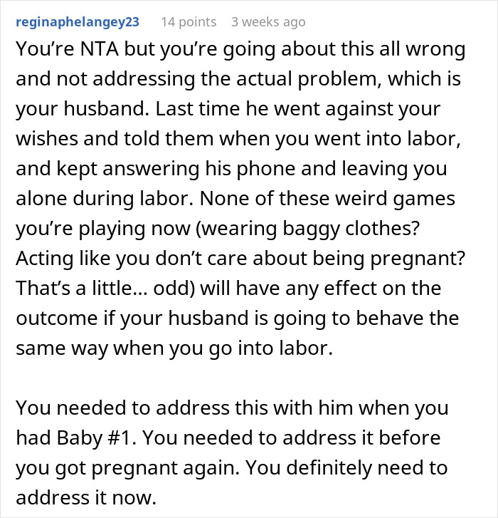 Comment discussing a woman keeping pregnancy news from an overbearing mother-in-law. Comment discussing a woman keeping pregnancy news from an overbearing mother-in-law.