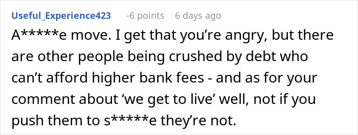 Comment discussing financial struggles and living with debt-related stress. Comment discussing financial struggles and living with debt-related stress.