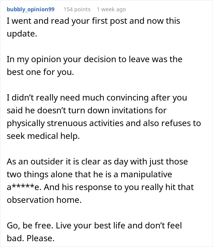 Online comment discussing relationship issues and a person's reluctance due to pain. Online comment discussing relationship issues and a person's reluctance due to pain.