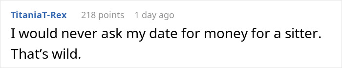 Reddit comment expressing confusion over date requesting babysitter payment. Reddit comment expressing confusion over date requesting babysitter payment.