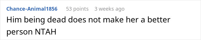 Comment on a relationship dispute after a man's death. Comment on a relationship dispute after a man's death.