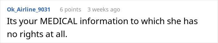 Comment discussing privacy of pregnancy information and relationship with mother-in-law. Comment discussing privacy of pregnancy information and relationship with mother-in-law.