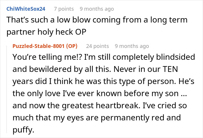 Reddit comments revealing partner's betrayal after 10-year relationship. Reddit comments revealing partner's betrayal after 10-year relationship.