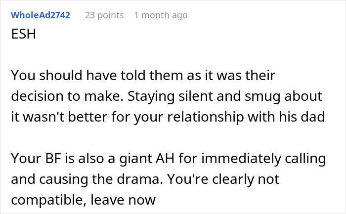 Reddit comment criticizing relationship dynamics after FIL's reaction to vegetarian meatballs. Reddit comment criticizing relationship dynamics after FIL's reaction to vegetarian meatballs.