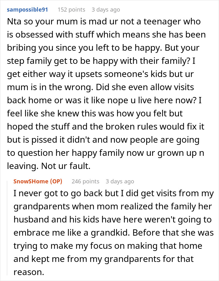 Text conversation discussing a teen's unhappiness after moving to stepdad's hometown for a better life. Text conversation discussing a teen's unhappiness after moving to stepdad's hometown for a better life.