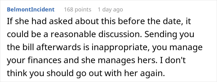 Comment discusses a date's demand for babysitter payment, calling it inappropriate and advising against future dates. Comment discusses a date's demand for babysitter payment, calling it inappropriate and advising against future dates.