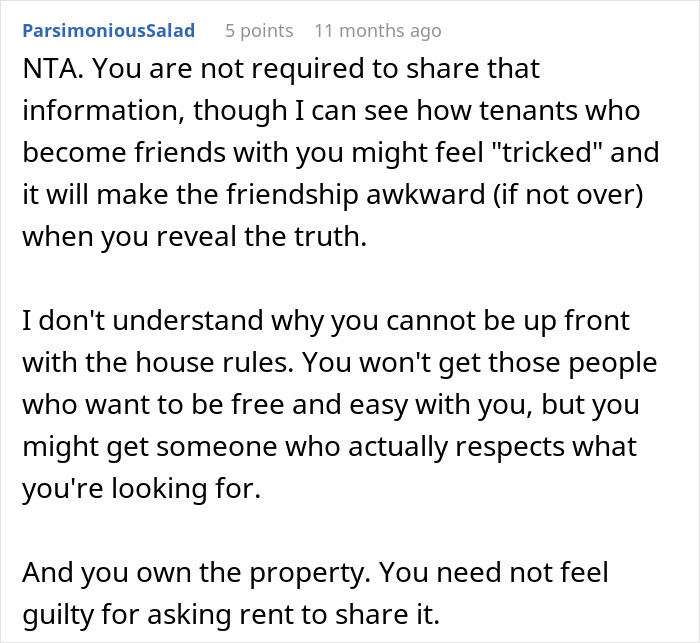 Reddit comment discussing landlord not disclosing ownership to roommates. Reddit comment discussing landlord not disclosing ownership to roommates.