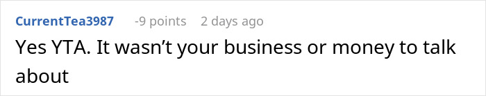 Reddit comment discussing spouse flaunting money and privacy concerns. Reddit comment discussing spouse flaunting money and privacy concerns.