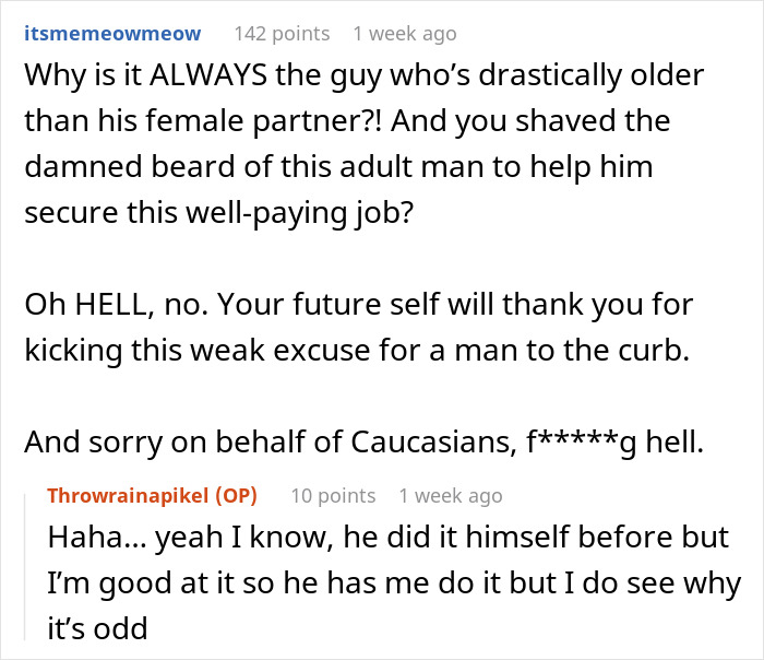 Text exchange discussing a man's behavior and interracial relationship concerns. Text exchange discussing a man's behavior and interracial relationship concerns.