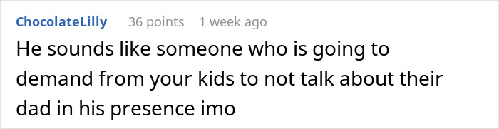 Comment on man upset about future wife's tattoo from late husband. Comment on man upset about future wife's tattoo from late husband.