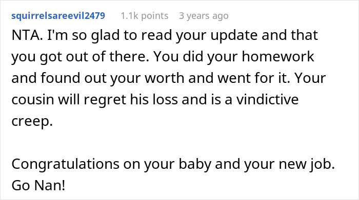 Comment celebrating woman's decision to stop work calls during maternity leave, highlighting support for her choices. Comment celebrating woman's decision to stop work calls during maternity leave, highlighting support for her choices.