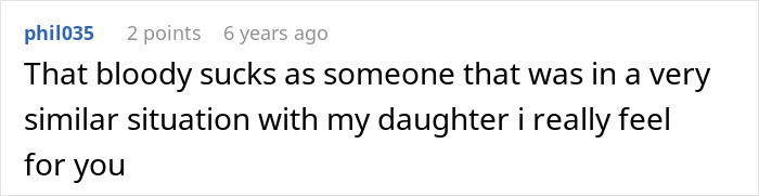 Text message about a similar babysitting situation with a daughter. Text message about a similar babysitting situation with a daughter.