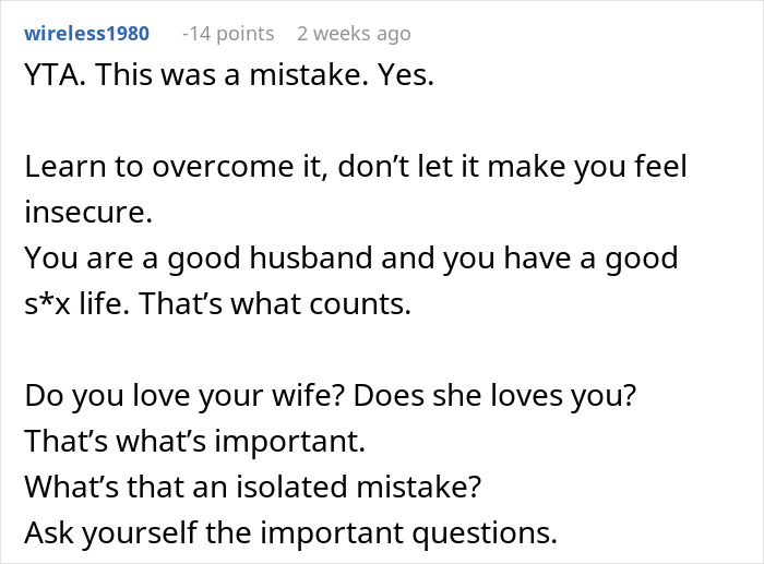 Comment on relationship advice after wife's drunken mistake. Comment on relationship advice after wife's drunken mistake.