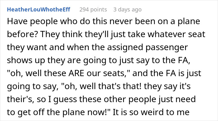 Reddit comment discussing an entitled couple taking a first class seat from a wheelchair user on a plane. Reddit comment discussing an entitled couple taking a first class seat from a wheelchair user on a plane.